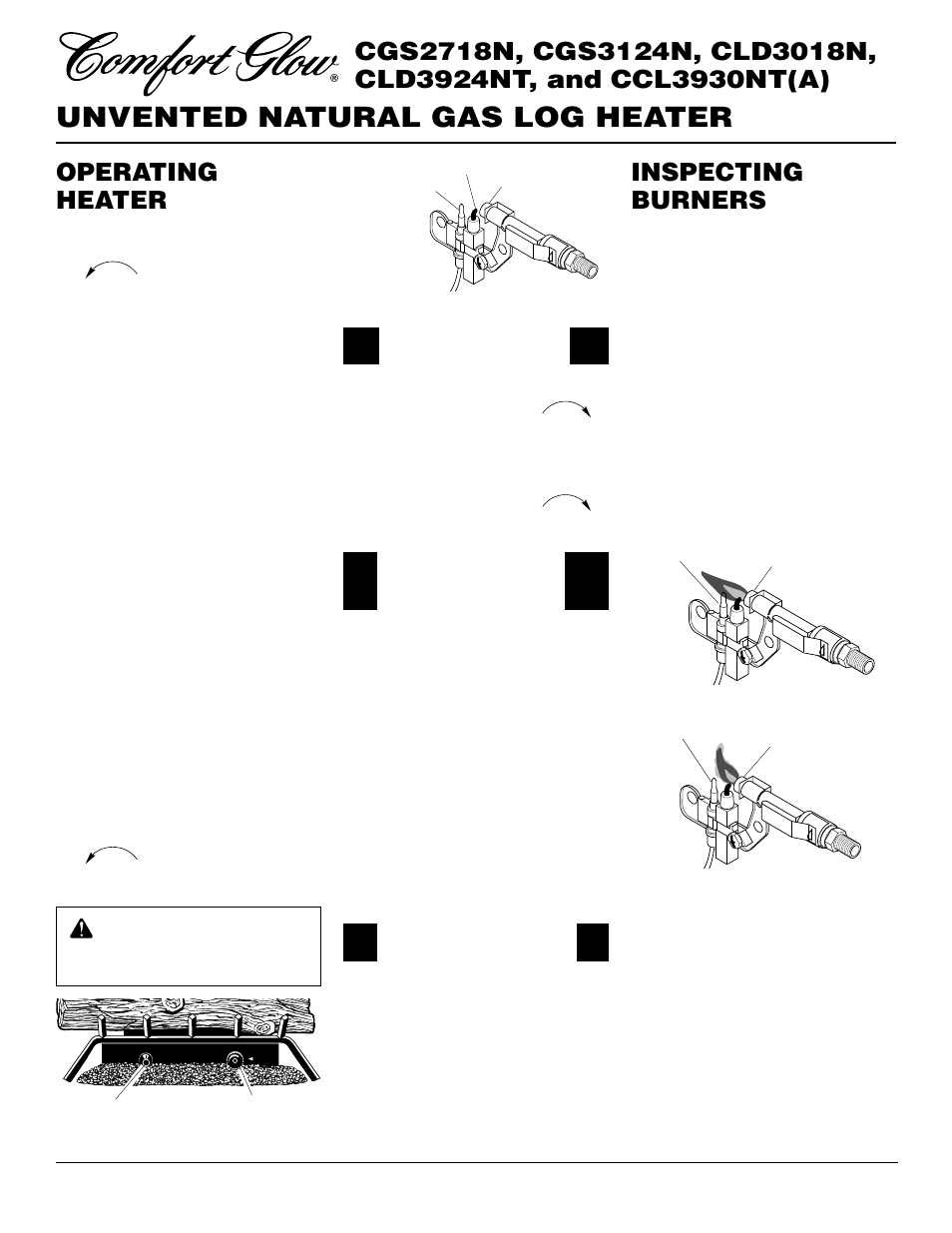Unvented natural gas log heater, Operating heater, Continued | Desa CLD3924NT User Manual | Page 18 / 34
