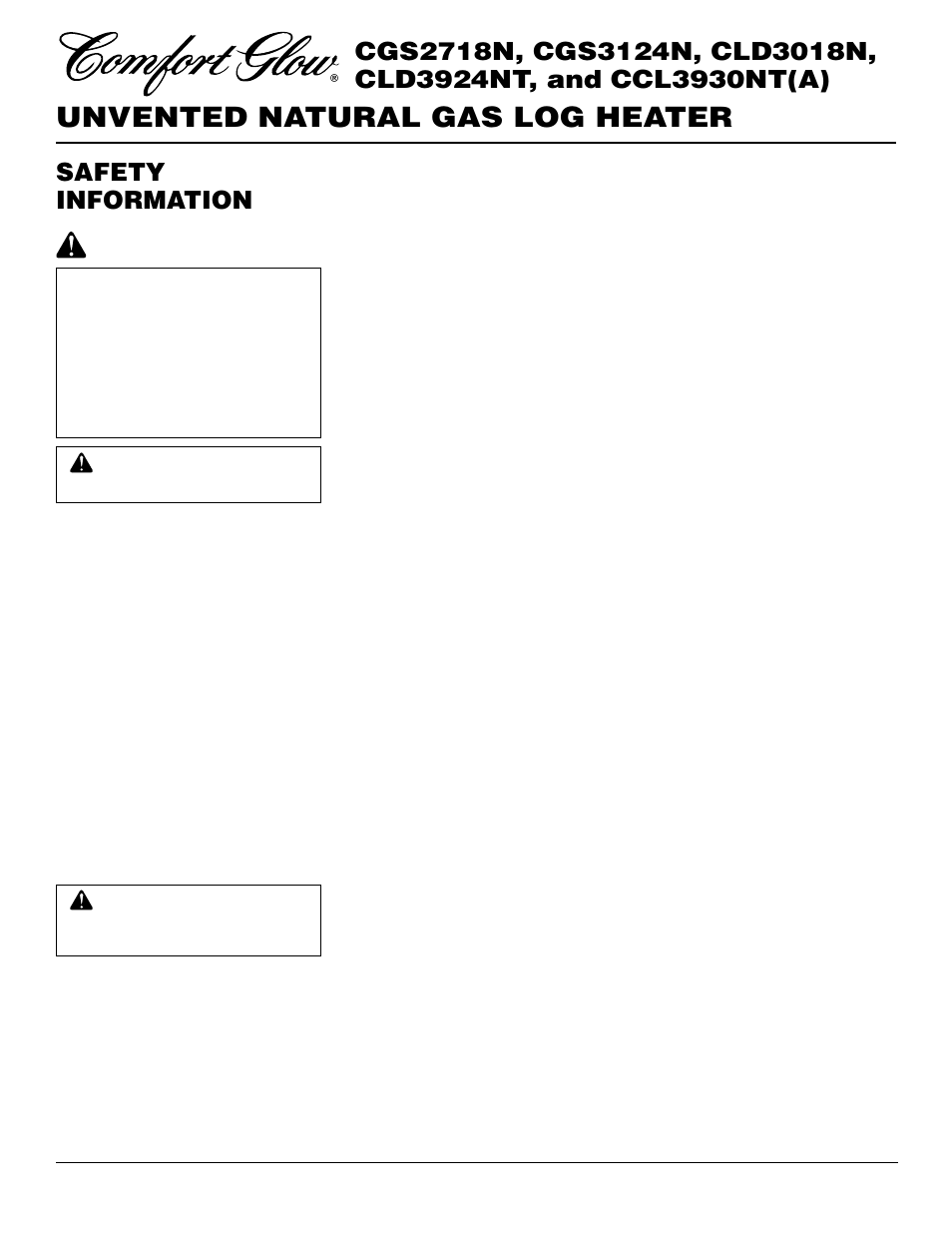 Unvented natural gas log heater | Desa CLD3924NT User Manual | Page 2 / 34
