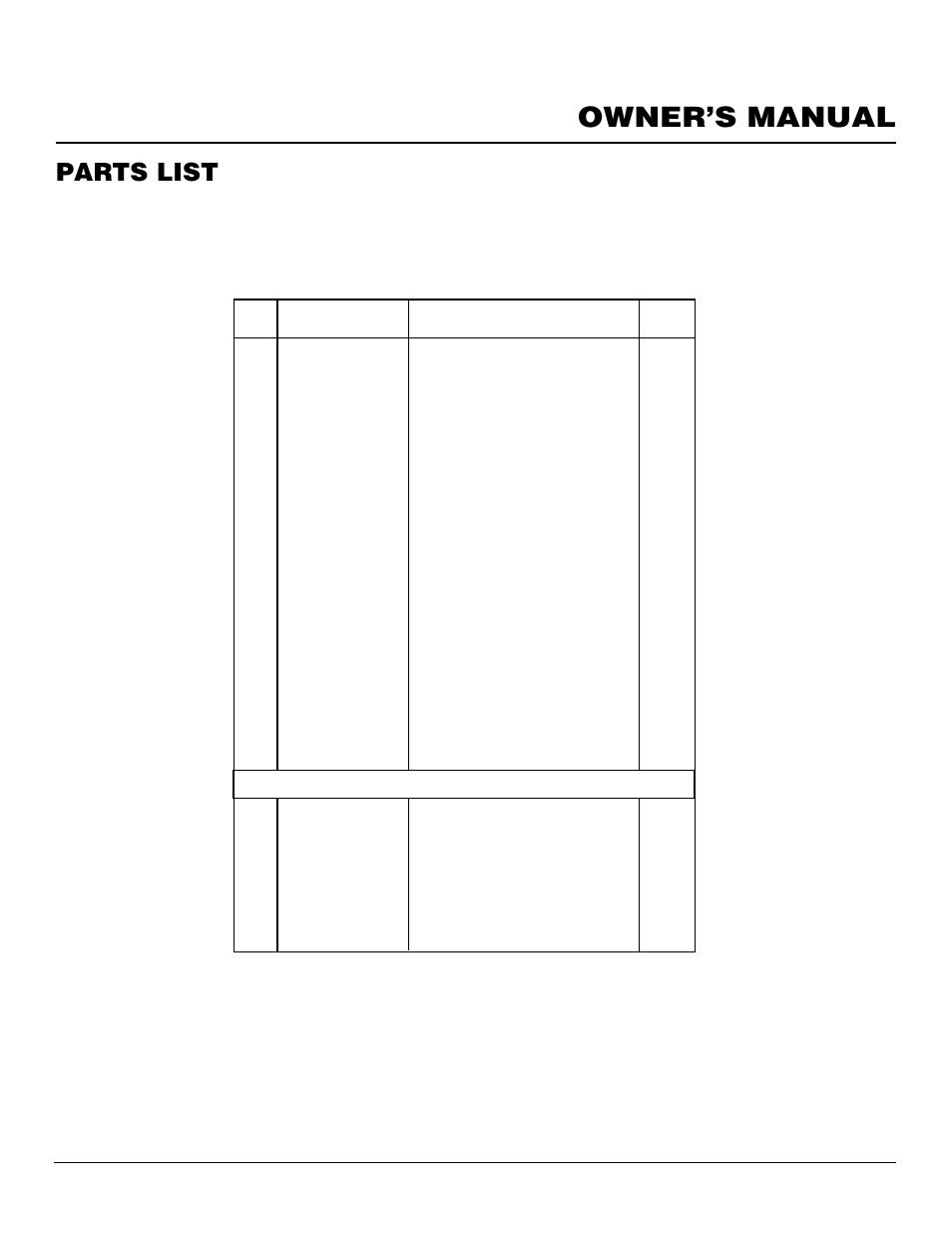 Owner’s manual, Parts list | Desa CLD3924NT User Manual | Page 29 / 34