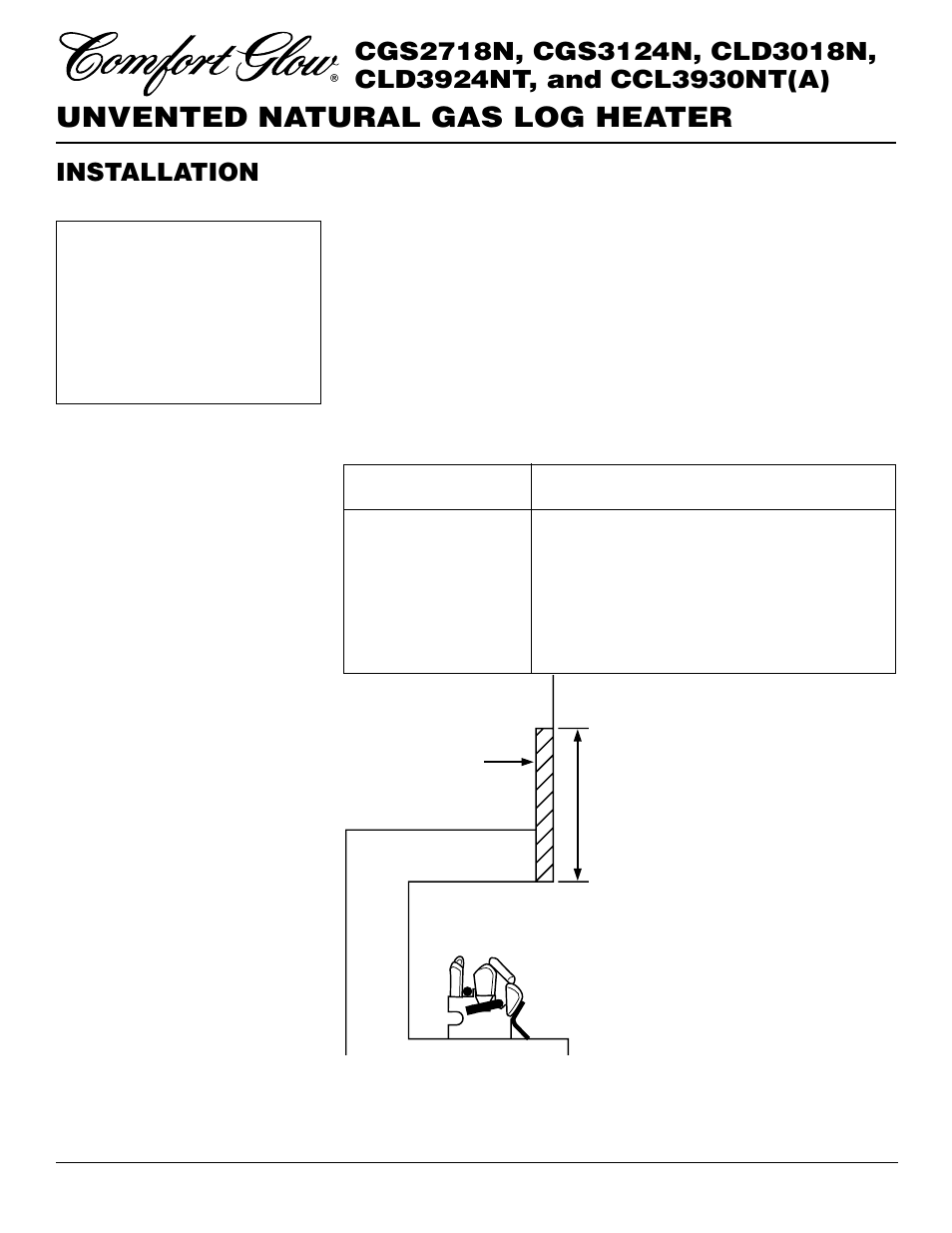 Unvented natural gas log heater | Desa CLD3924NT User Manual | Page 8 / 34