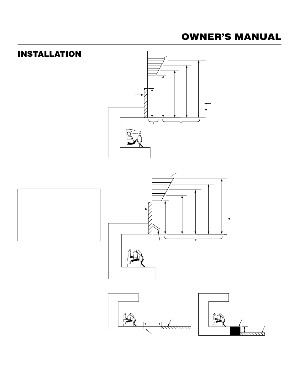 Owner’s manual, Installation, Continued | Mantel clearances, Floor clearances, Determining minimum mantel clearance | Desa CLD3924NT User Manual | Page 9 / 34
