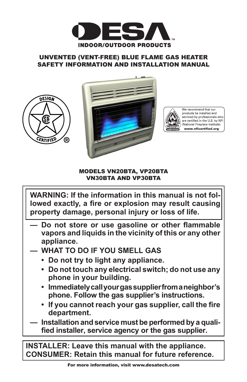 Desa VP30BTA User Manual | 24 pages