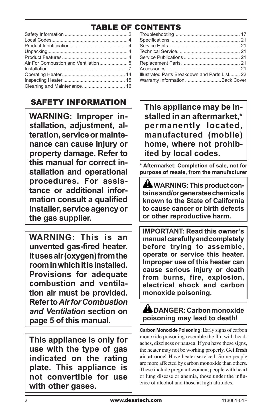 Desa VP30BTA User Manual | Page 2 / 24