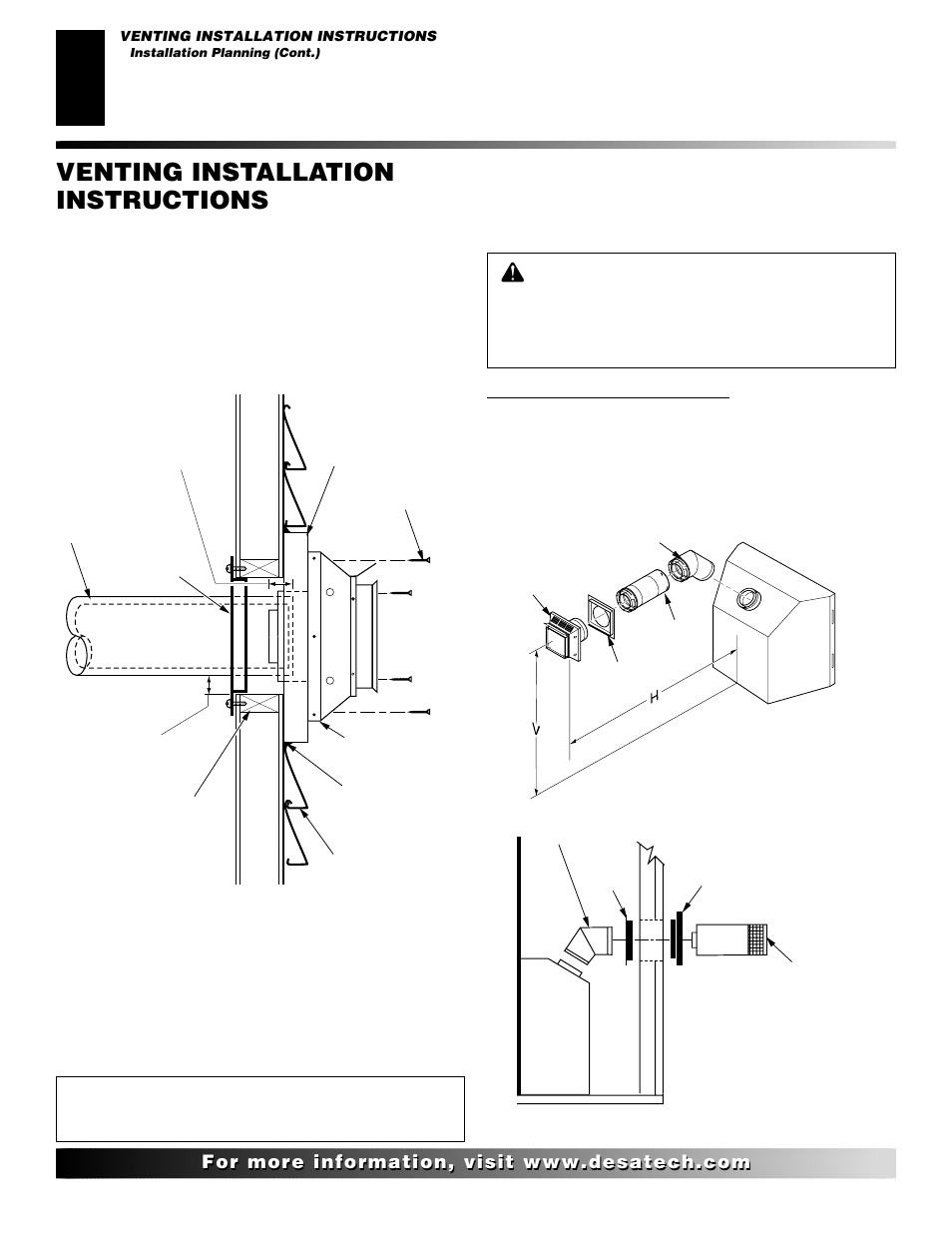 Venting installation instructions, Continued | Desa (V)K36N SERIES User Manual | Page 10 / 40