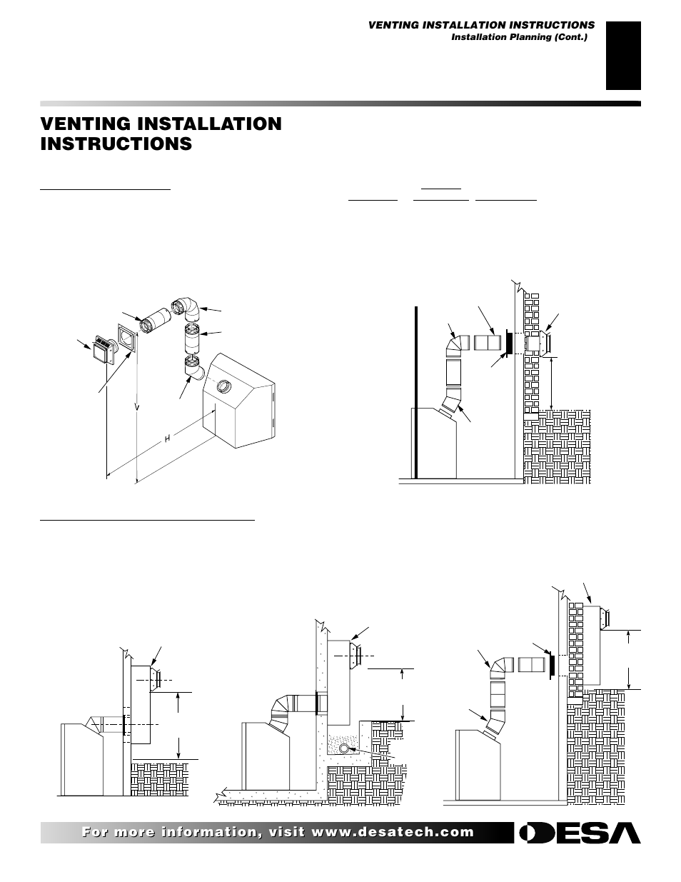Venting installation instructions, Continued | Desa (V)K36N SERIES User Manual | Page 11 / 40
