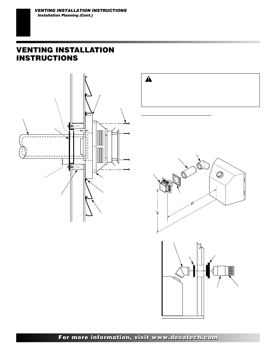 Venting installation instructions, Continued | Desa CTDV36NR User Manual | Page 10 / 38
