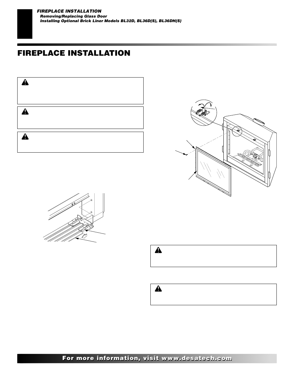 Fireplace installation, Continued | Desa CTDV36NR User Manual | Page 22 / 38