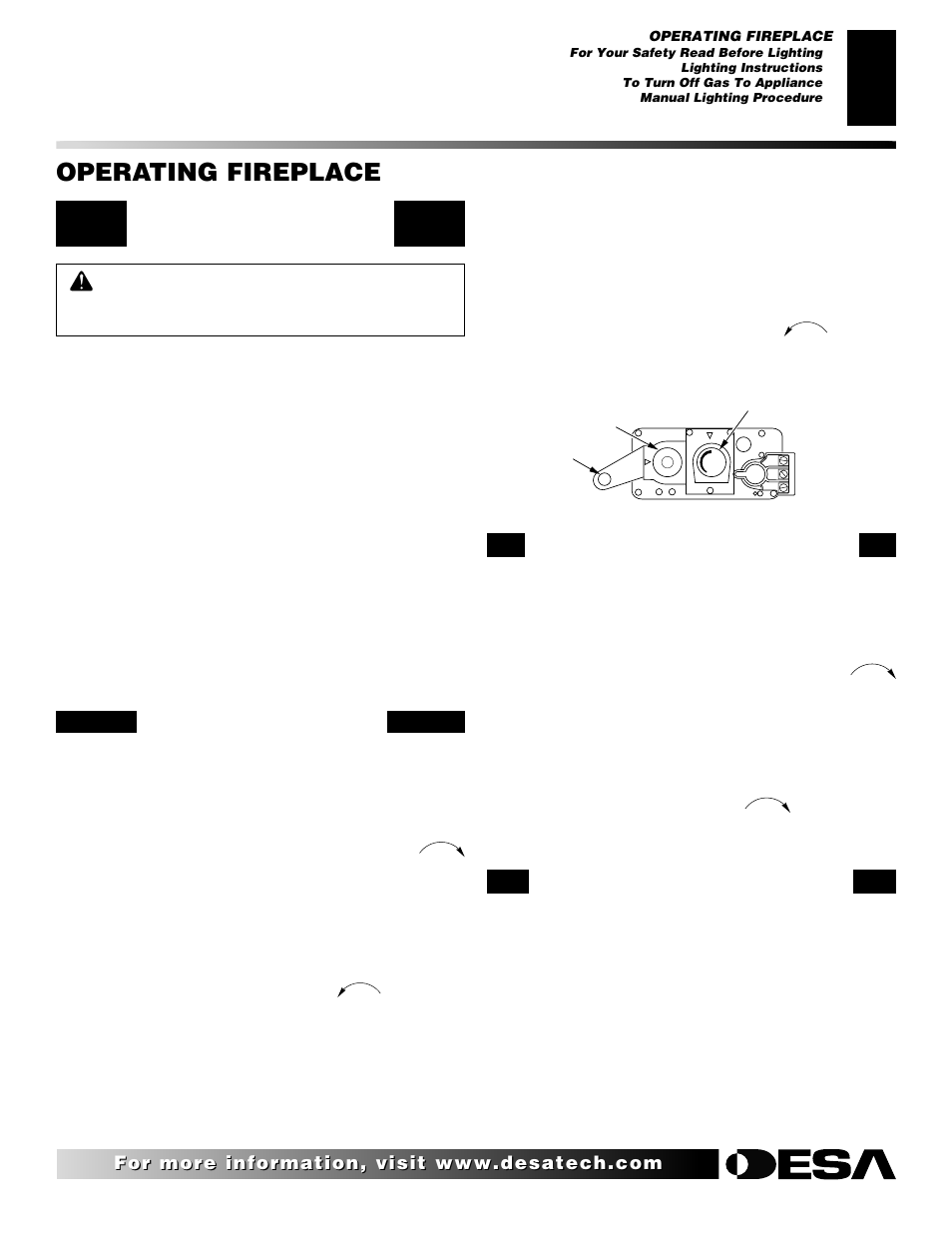 Operating fireplace, Manual lighting procedure | Desa CTDV36NR User Manual | Page 25 / 38