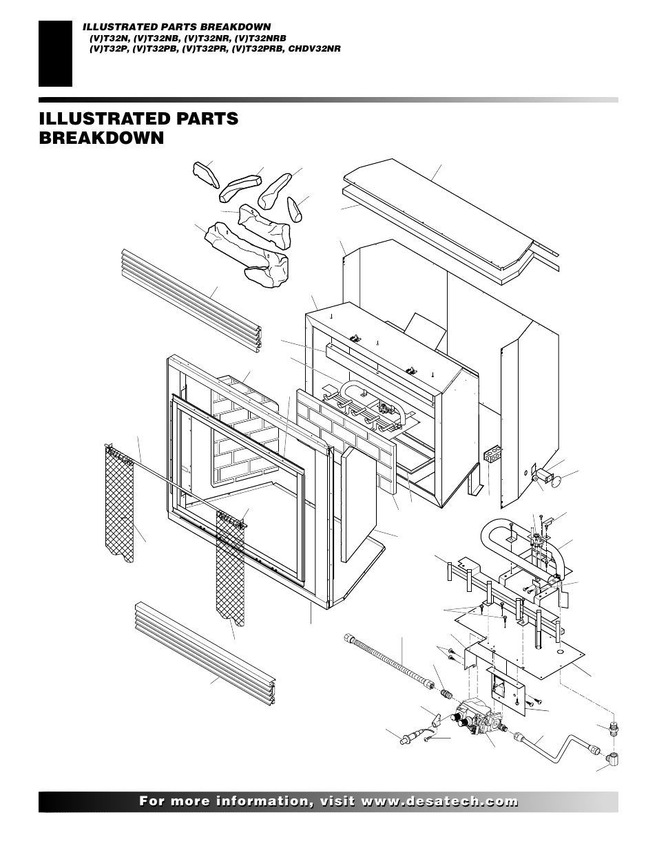 Illustrated parts breakdown and, Illustrated parts breakdown | Desa CTDV36NR User Manual | Page 34 / 38