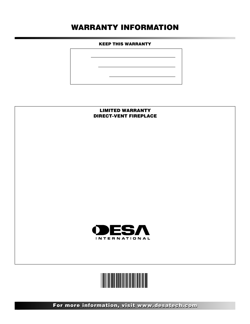 Warranty information | Desa CTDV36NR User Manual | Page 38 / 38