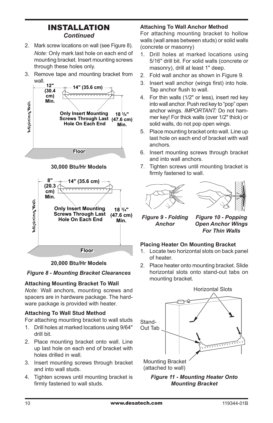 Installation, Continued | Desa WMP20A User Manual | Page 10 / 28