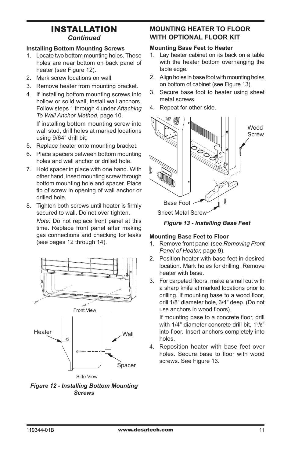 Installation | Desa WMP20A User Manual | Page 11 / 28