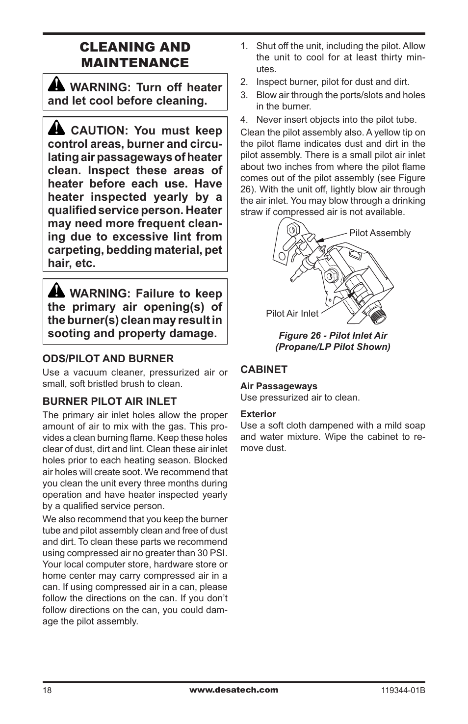 Cleaning and maintenance | Desa WMP20A User Manual | Page 18 / 28