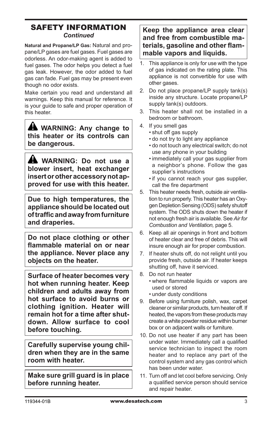 Safety information | Desa WMP20A User Manual | Page 3 / 28