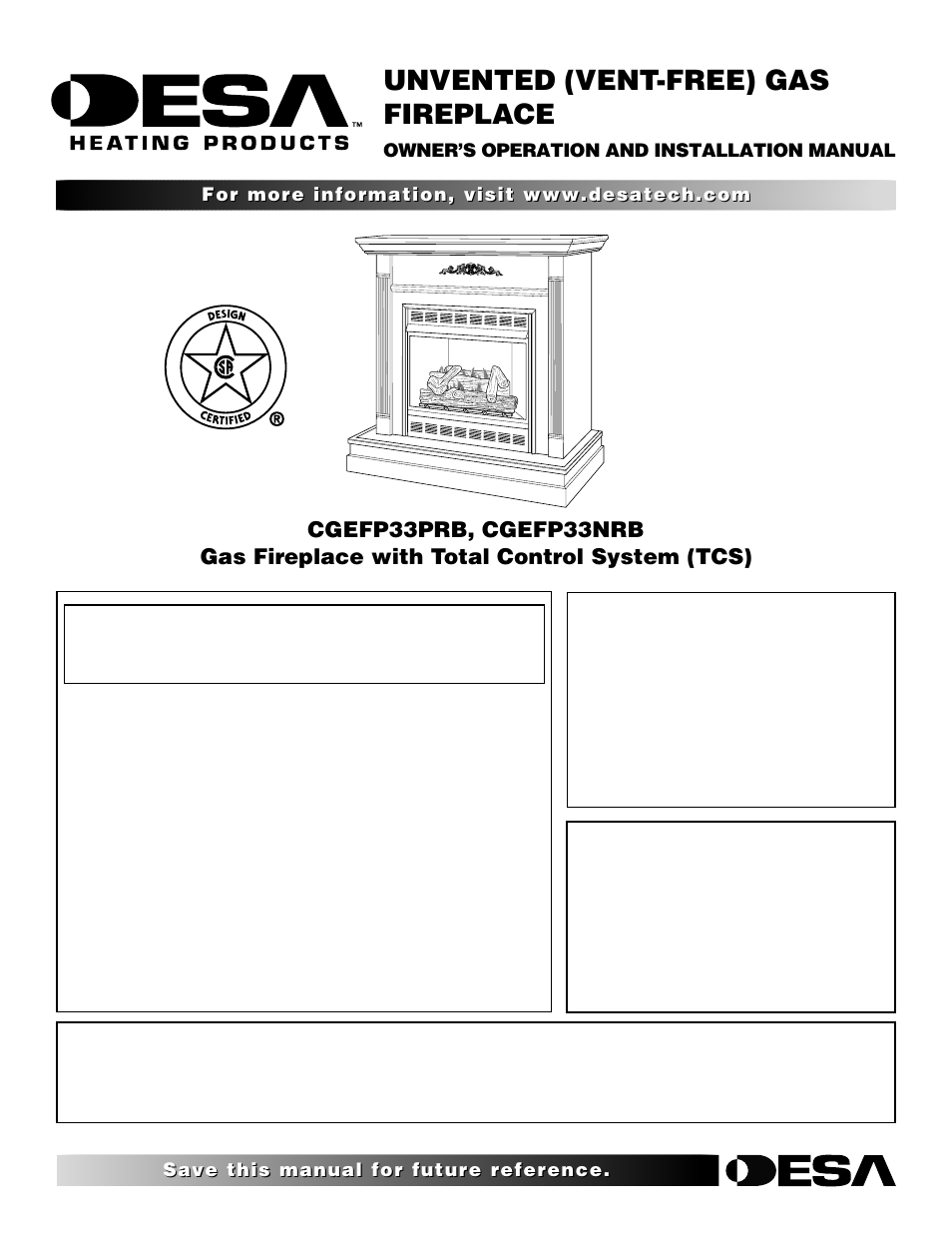 Desa CGEFP33NRB User Manual | 42 pages