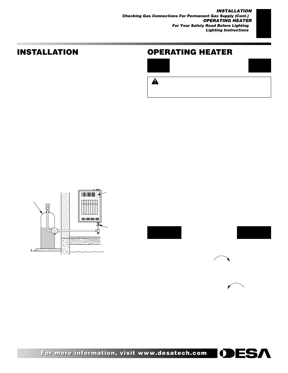 Installation, Operating heater, Continued | Desa REM10PT RH10PT User Manual | Page 9 / 22