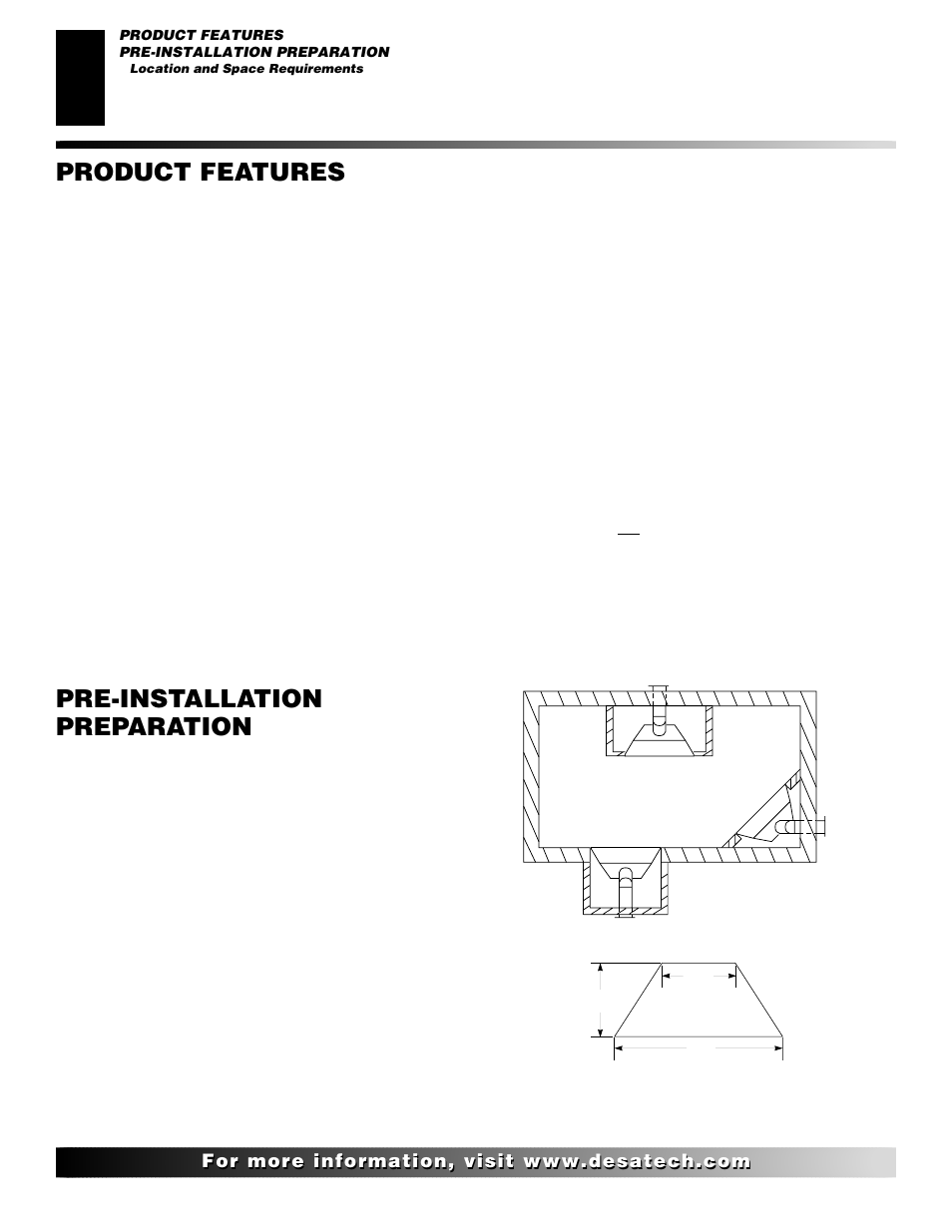 Product features, Pre-installation preparation | Desa CHDV36NRA User Manual | Page 4 / 40