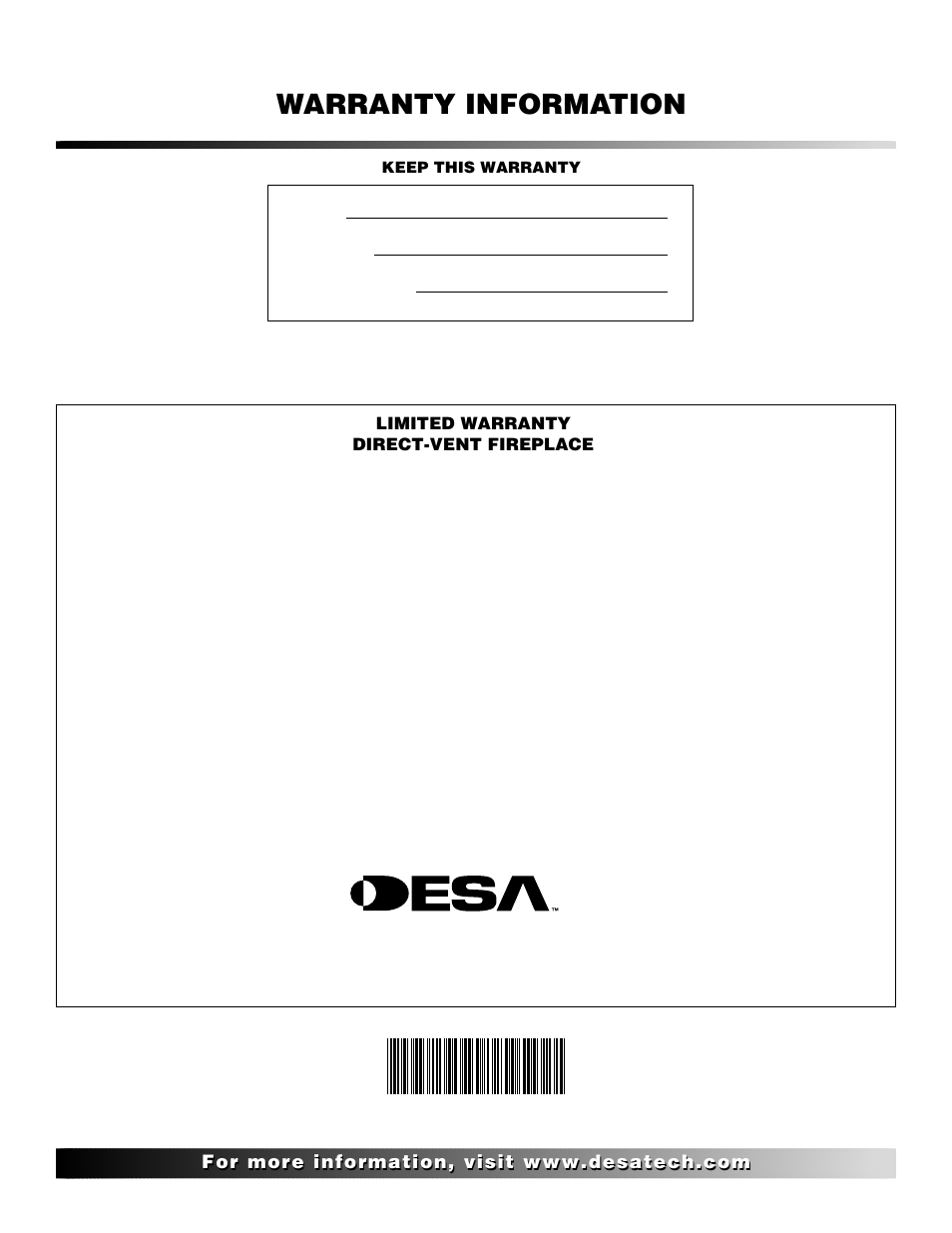 Warranty information | Desa CHDV36NRA User Manual | Page 40 / 40
