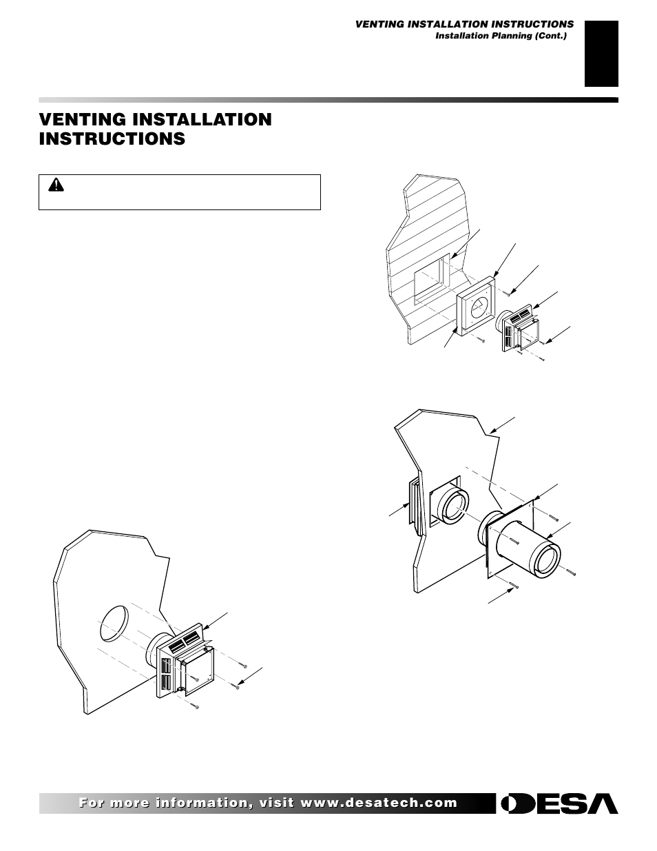 Venting installation instructions, Continued | Desa CHDV36NRA User Manual | Page 9 / 40