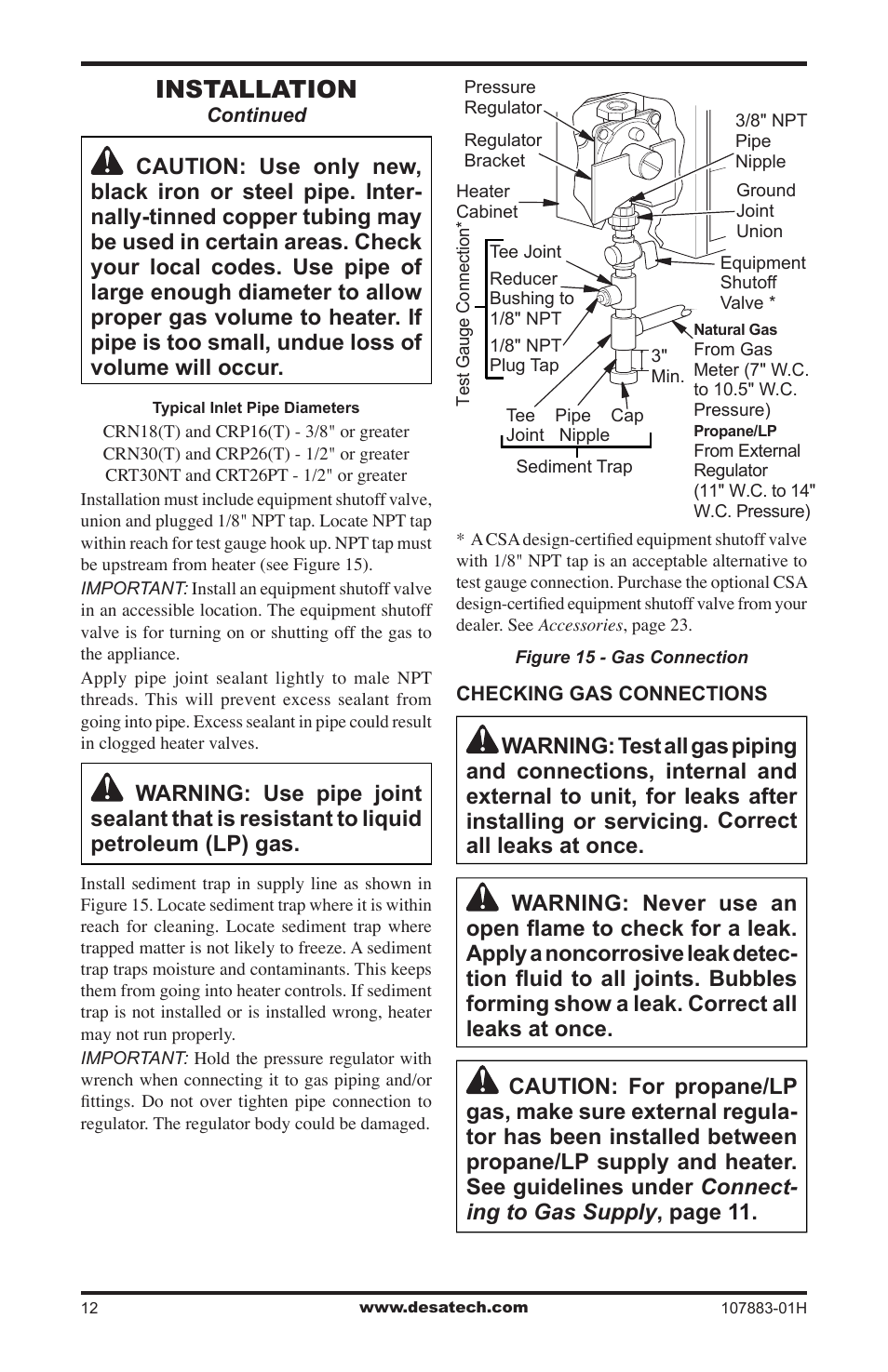 Installation | Desa CRN30 User Manual | Page 12 / 32