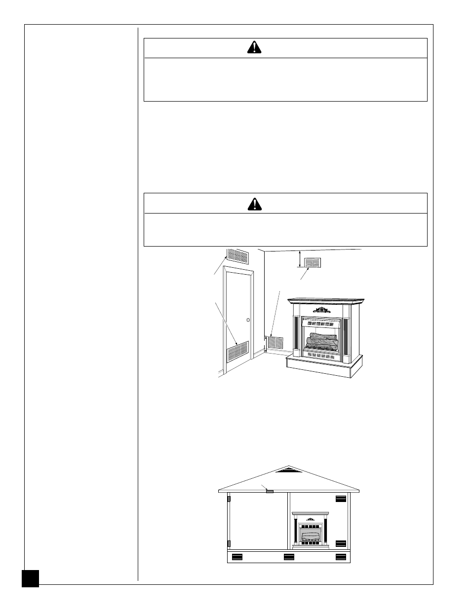 Air for combustion and ventilation, Warning, Continued | Ventilation air | Desa CGF280PT User Manual | Page 8 / 40