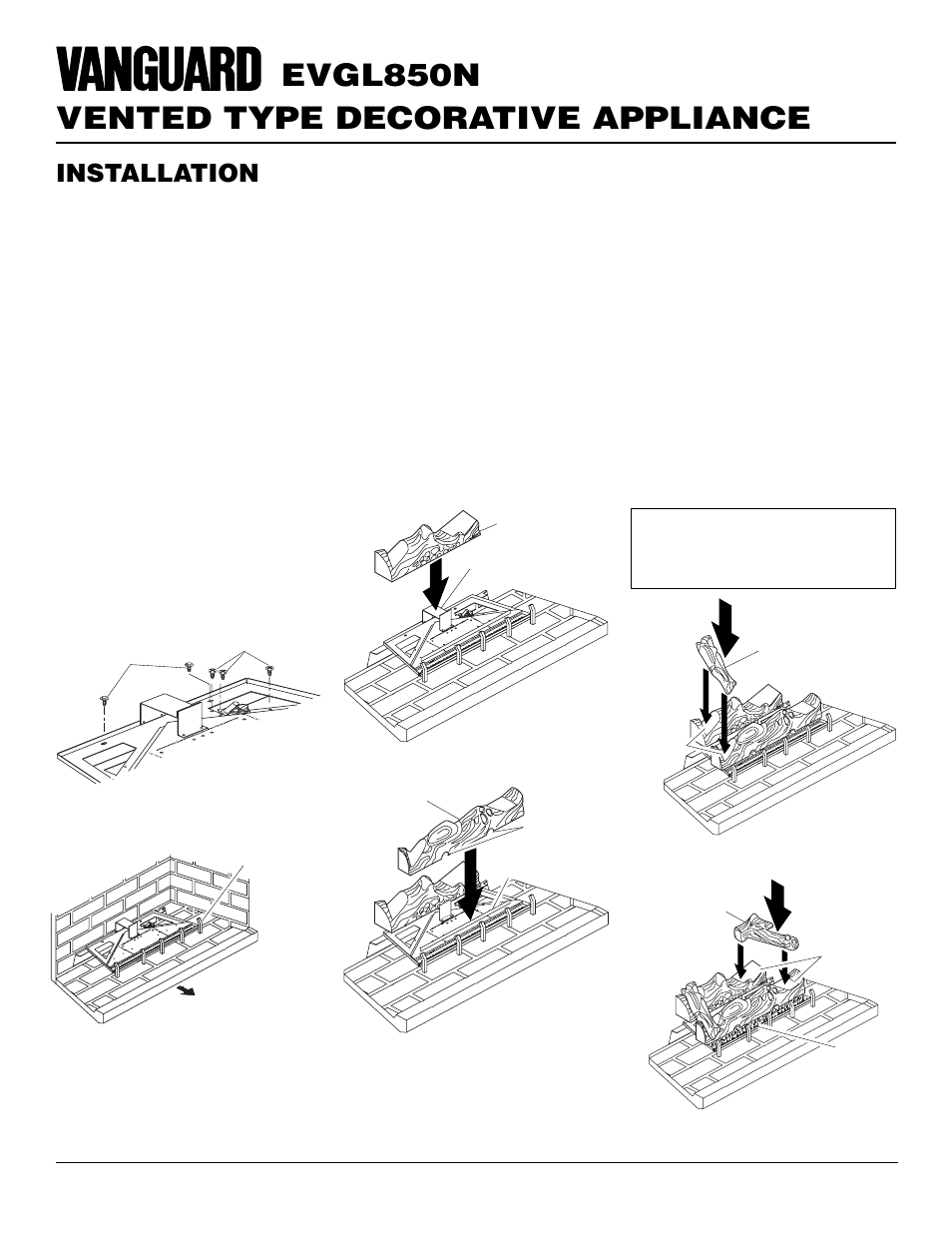 Vented type decorative appliance evgl850n, Installation, Continued | Desa EVGL850N User Manual | Page 10 / 20