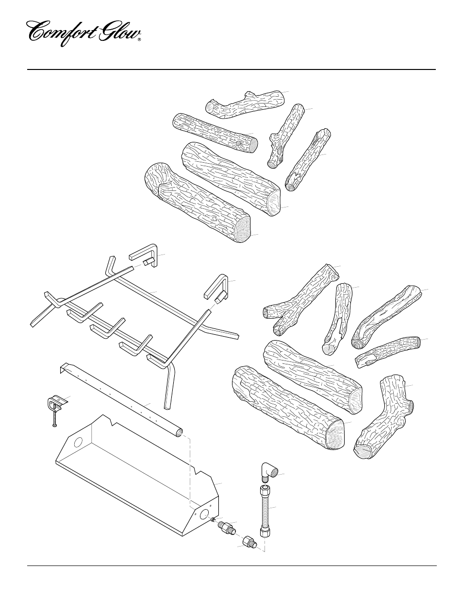 Vented natural gas logs, Illustrated parts breakdown | Desa CVDR24 User Manual | Page 16 / 24
