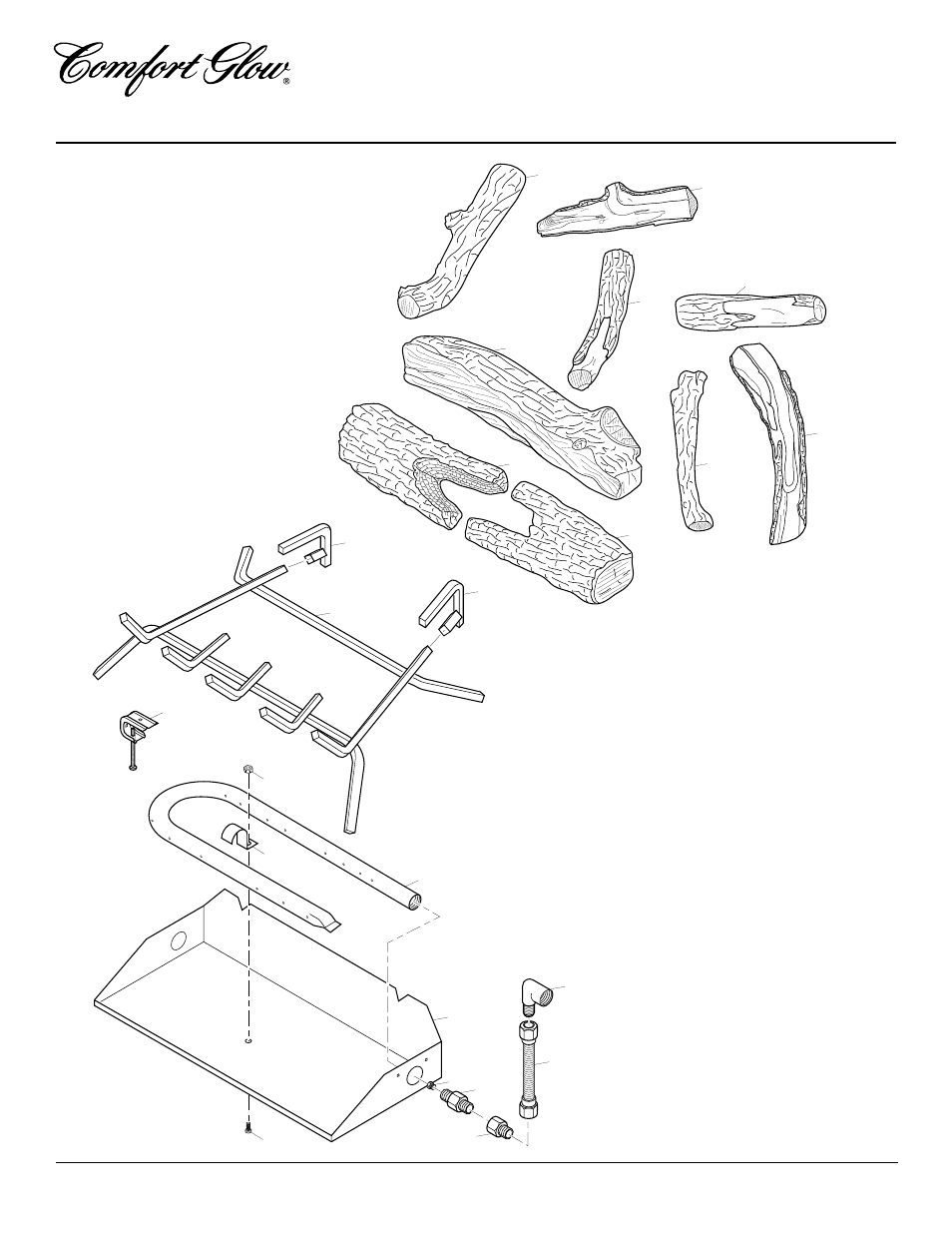 Vented natural gas logs, Illustrated parts breakdown | Desa CVDR24 User Manual | Page 18 / 24