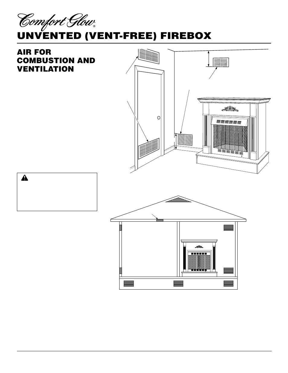 Unvented (vent-free) firebox, Air for combustion and ventilation, Continued | Ventilation air | Desa CGFB32C User Manual | Page 6 / 14