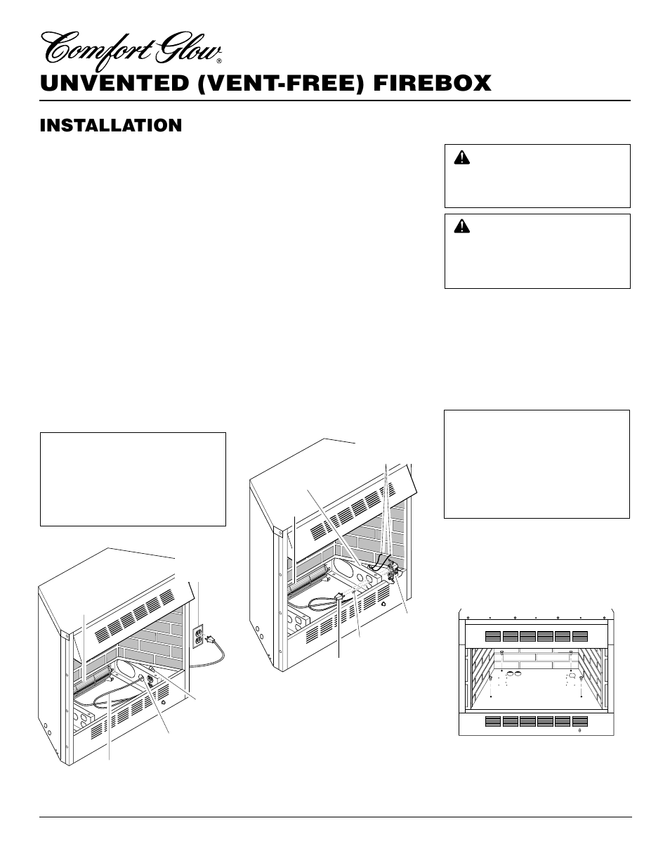 Unvented (vent-free) firebox, Installation, Continued | Desa CGFB32C User Manual | Page 8 / 14