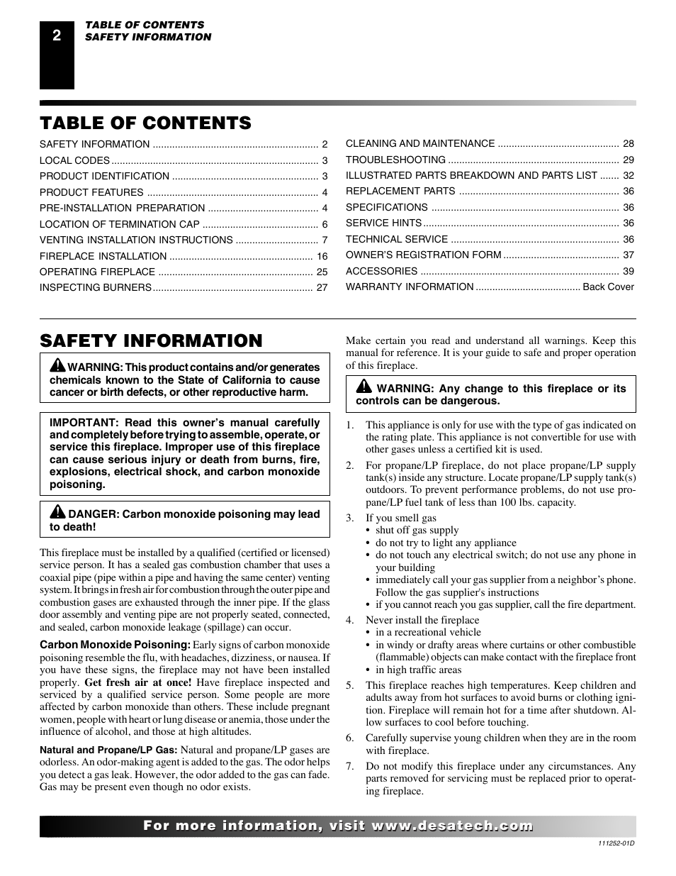 Desa V36P-A User Manual | Page 2 / 40