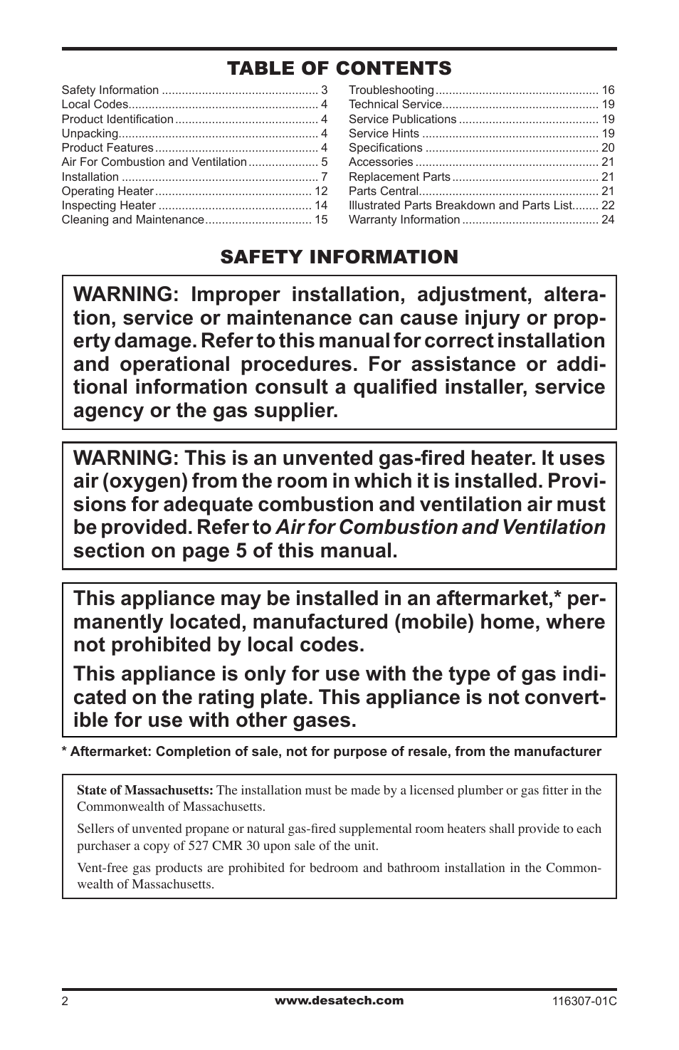 Desa VSF30PT User Manual | Page 2 / 48