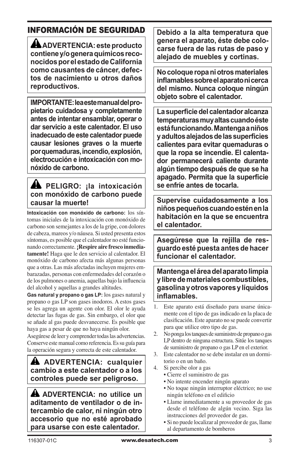 Información de seguridad | Desa VSF30PT User Manual | Page 27 / 48