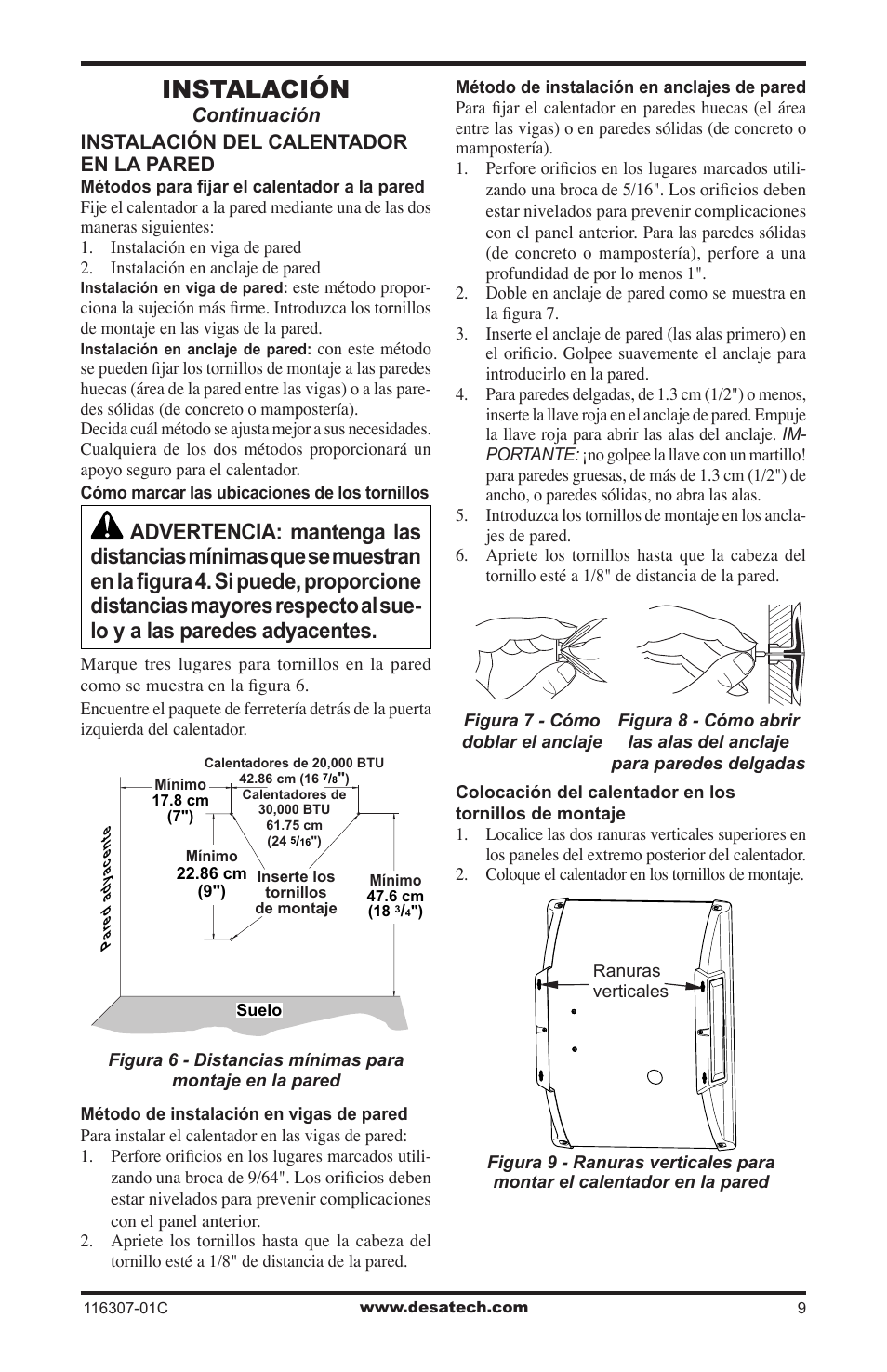 Instalación | Desa VSF30PT User Manual | Page 33 / 48