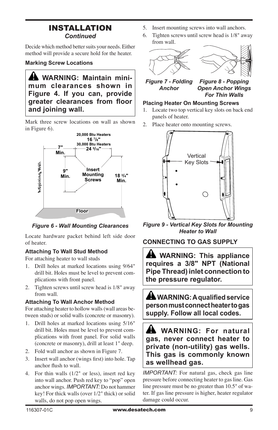 Installation | Desa VSF30PT User Manual | Page 9 / 48