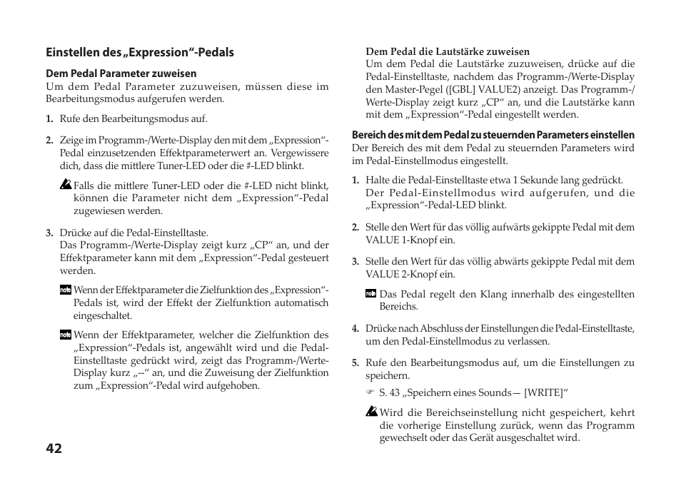 S. 42 „einstellen des, Expression“-pedals“), Einstellen des „expression“-pedals | Vox StompLab IIG Modeling Guitar Effect Processor Pedal User Manual | Page 42 / 84