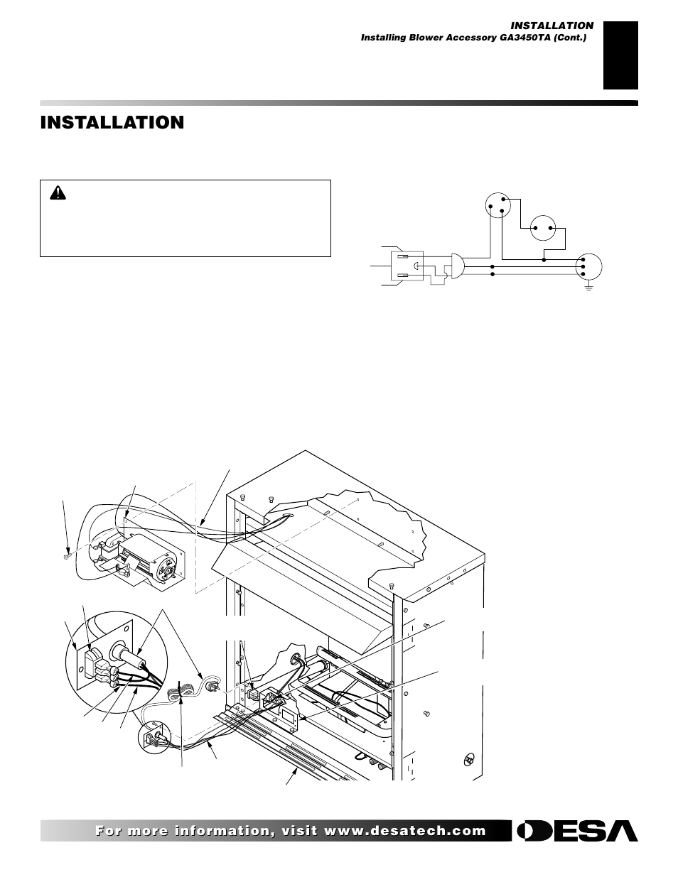 Installation, Continued, For built-in installation | Extension cord | Desa FDCFTN User Manual | Page 13 / 42
