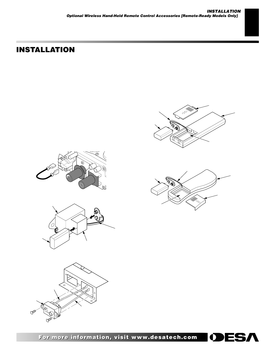 Installation, Continued, Installing receiver | Desa FDCFTN User Manual | Page 17 / 42