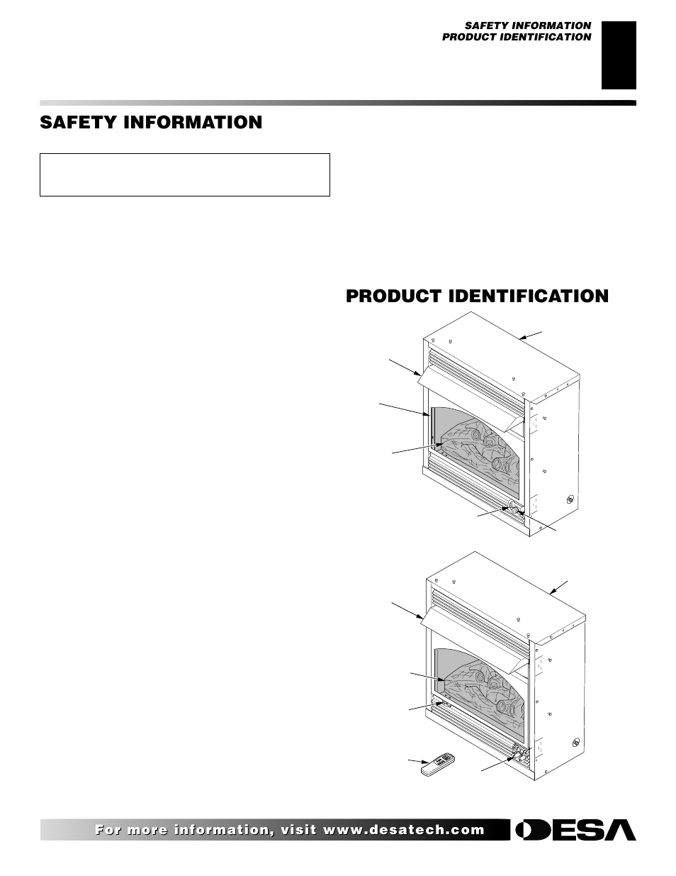 Safety information, Product identification, Continued | Desa FDCFTN User Manual | Page 3 / 42