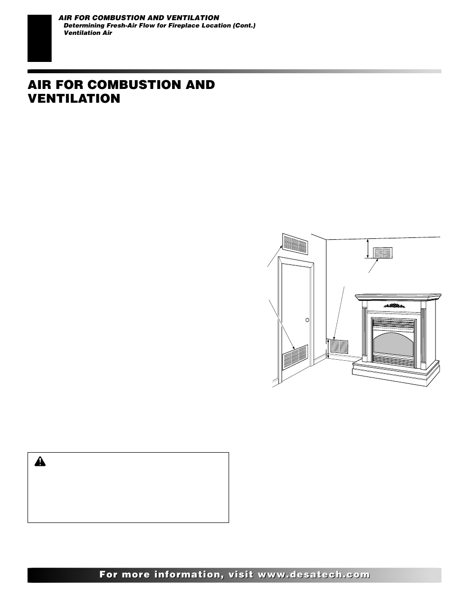 Air for combustion and ventilation, Continued, Ventilation air | Desa FDCFTN User Manual | Page 6 / 42