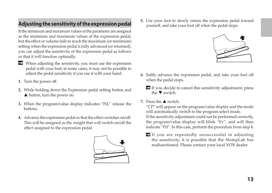 Vox StompLab IIB Modeling Bass Effect Processor Pedal User Manual | Page 13 / 84
