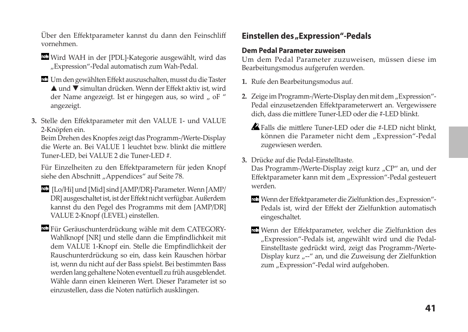 Einstellen des „expression“-pedals | Vox StompLab IIB Modeling Bass Effect Processor Pedal User Manual | Page 41 / 84