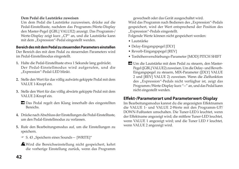 Effekt-/parameterart und parameterwert-display | Vox StompLab IIB Modeling Bass Effect Processor Pedal User Manual | Page 42 / 84