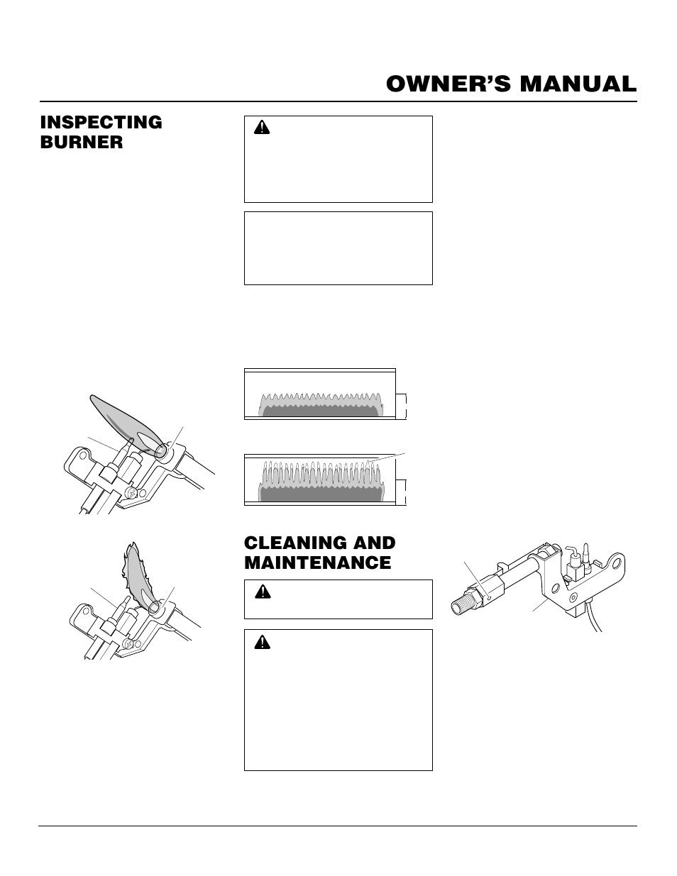 Owner’s manual, Inspecting burner, Cleaning and maintenance | Desa CGN30TLB User Manual | Page 13 / 22