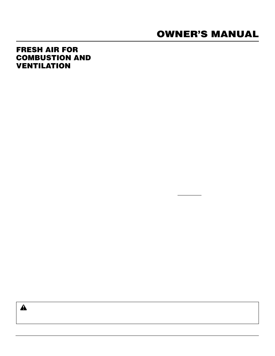 Owner’s manual, Fresh air for combustion and ventilation, Continued | Desa CGN30TLB User Manual | Page 5 / 22