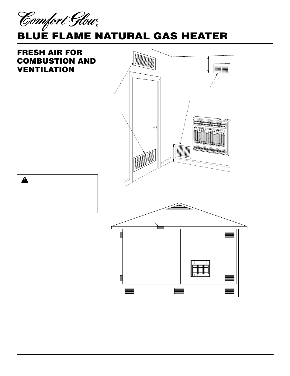 Blue flame natural gas heater, Fresh air for combustion and ventilation, Continued | Desa CGN30TLB User Manual | Page 6 / 22