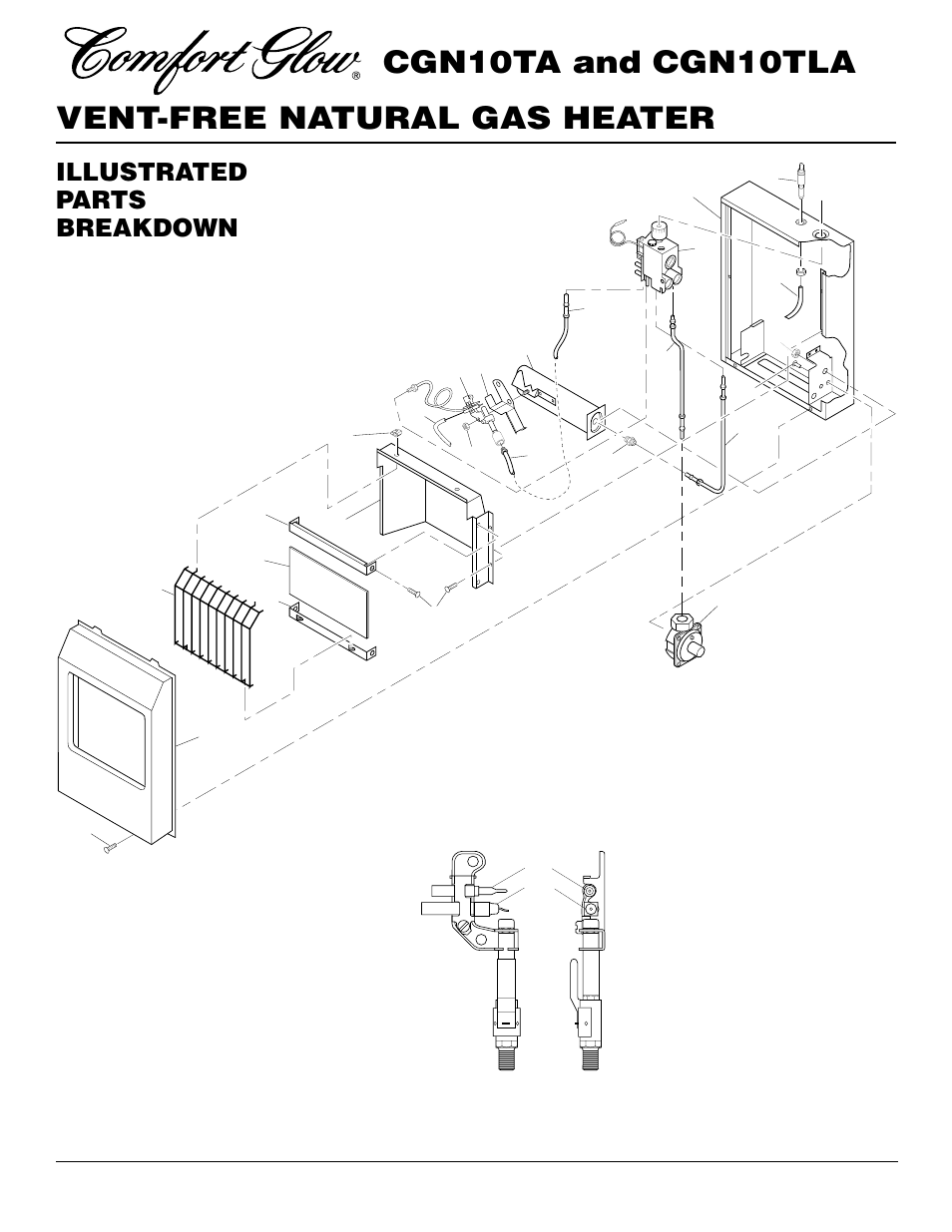 Vent-free natural gas heater cgn10ta and cgn10tla, Illustrated parts breakdown, Cgn10ta cgn10tla | Desa CGN10TLA User Manual | Page 18 / 20