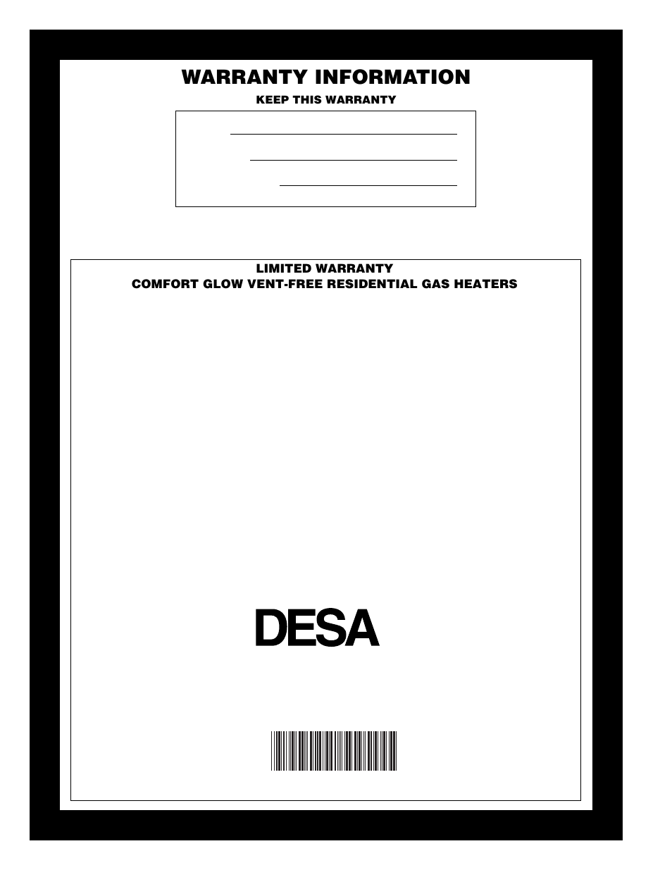 Warranty information, International | Desa CGN10TLA User Manual | Page 20 / 20