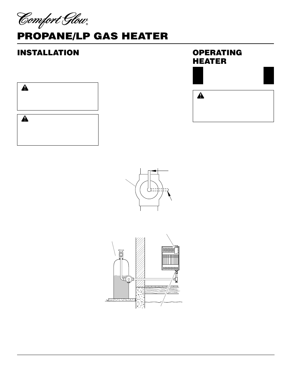 Propane/lp gas heater, Operating heater, Installation | Continued | Desa CGR2P User Manual | Page 10 / 20