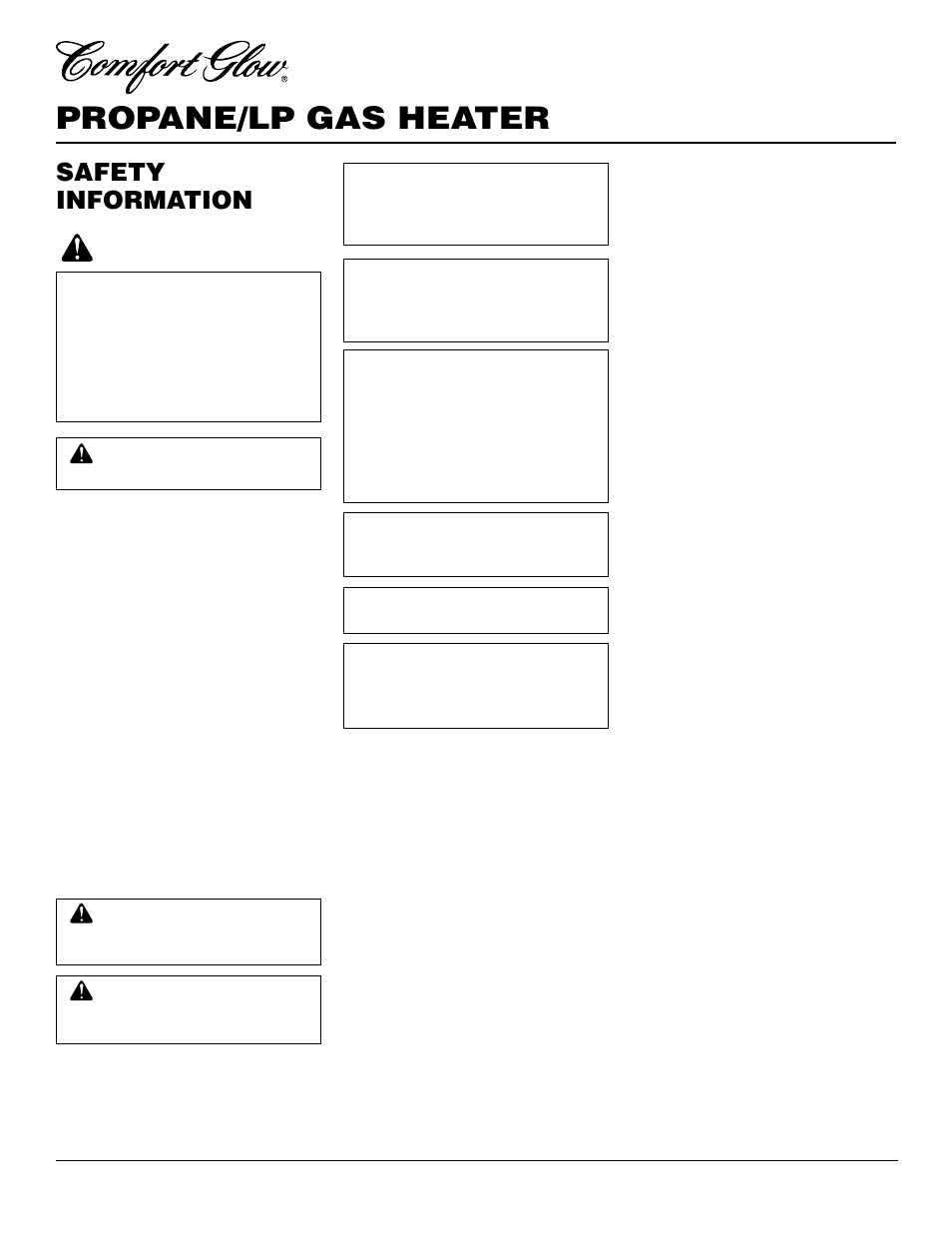 Propane/lp gas heater, Safety information | Desa CGR2P User Manual | Page 2 / 20